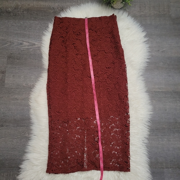 Zara Lace Eyelet Rust Midi Pencil Skirt size small - Picture 5 of 13